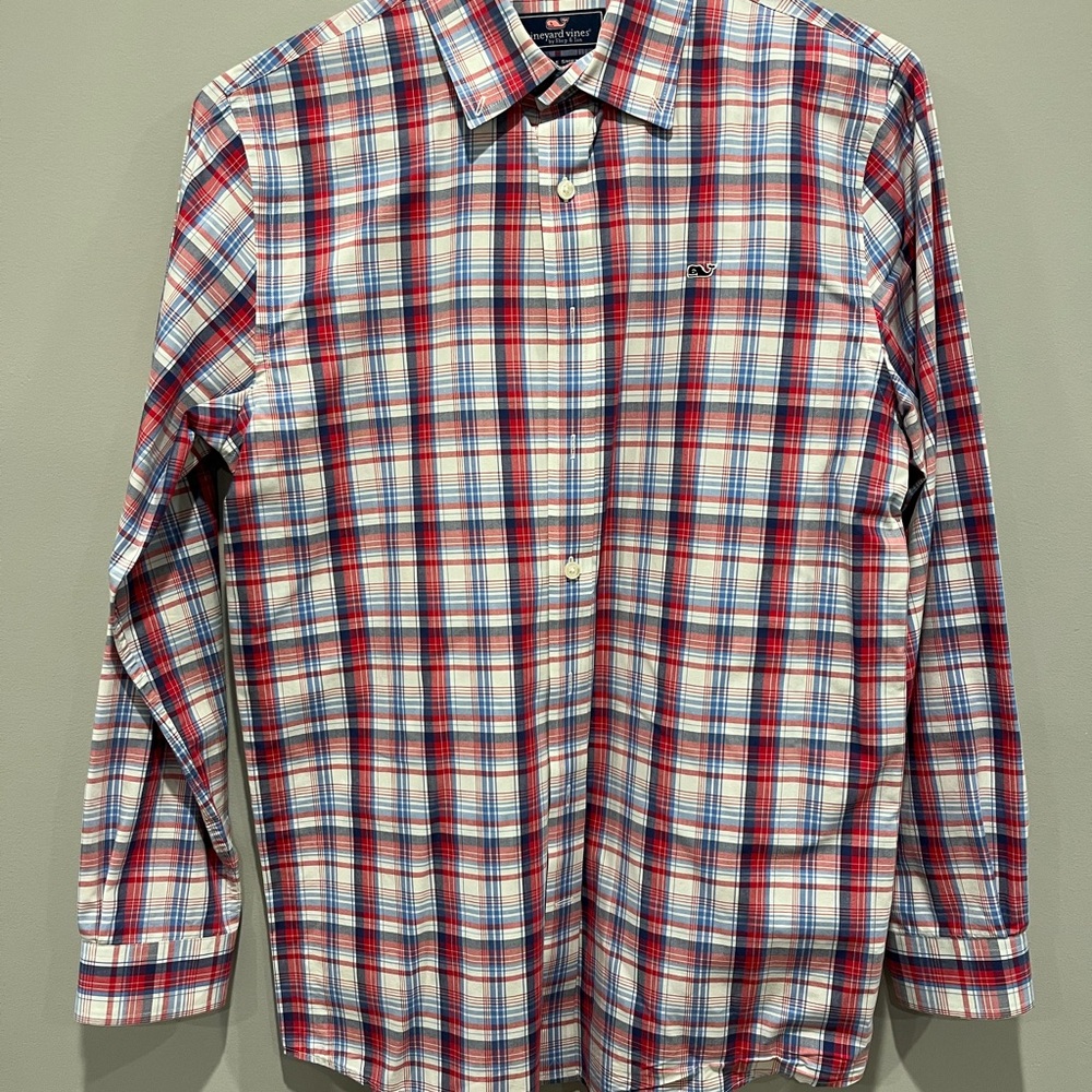 Vineyard Vines Boy's XL (18) Red Plaid Shirt